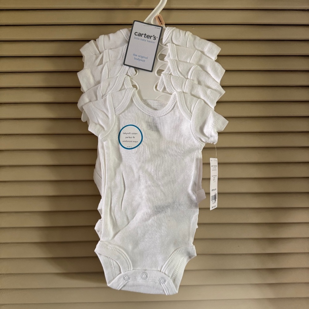 Carter's Baby Basics 4pc Short Sleeve Bodysuits White PREEMIE NWT